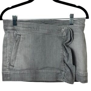 7 For All Mankind Denim Skirt Women 31 Grey Ruffle Asymmetrical Mini Y2K